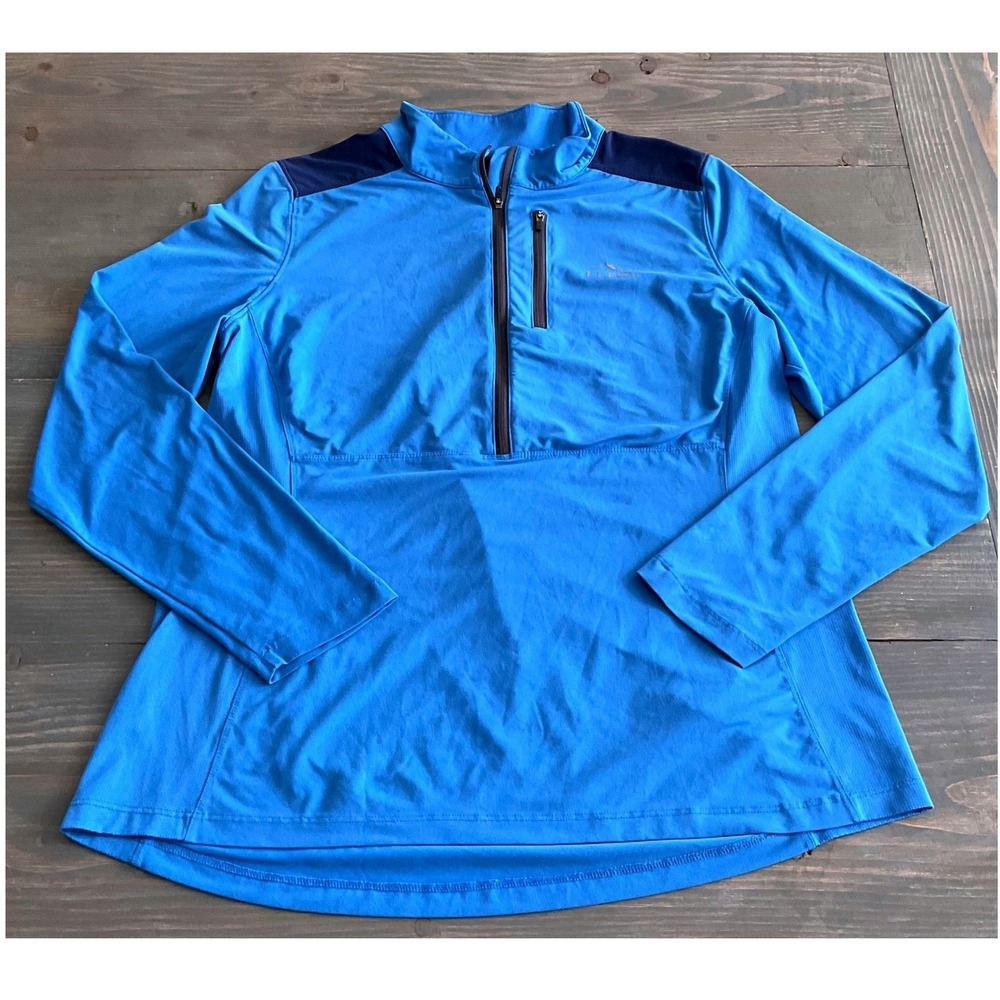 L.L. Bean Blue 1/4 Zip Pullover‎ Performance Stretch Longsleeve Top Adult Size L